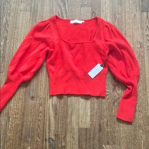 Sexy balloon sleeve cropped sweater